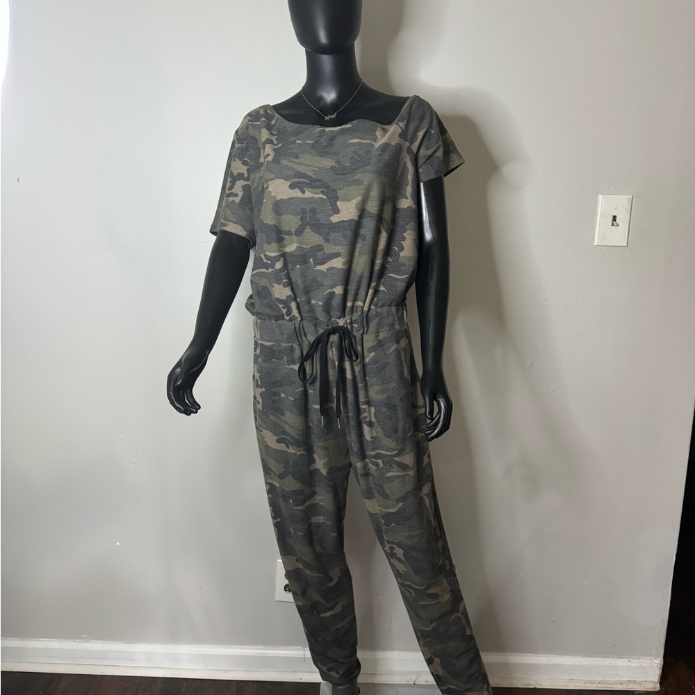 Fashion Nova Green Camo Jumpsuit